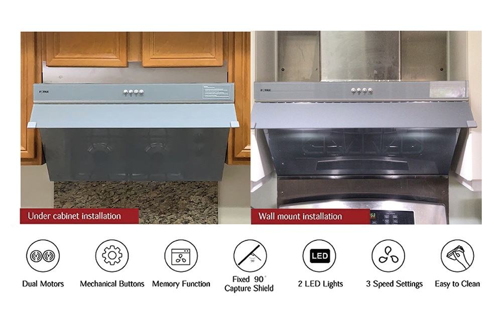FOTILE Slant Vent Series 30 in. 850 CFM Side Draft Air Extraction Under